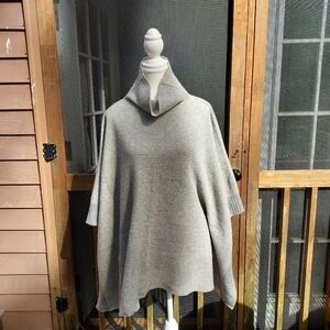 Eileen Fisher The Fisher Project Gray Cashmere Cowl Neck Poncho